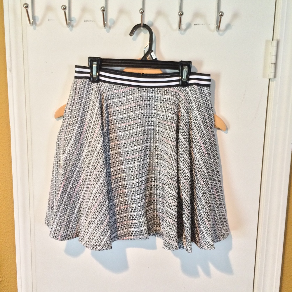 BCBGeneration women's striped elastic waist multicolor w/ pink tweed mini skirt